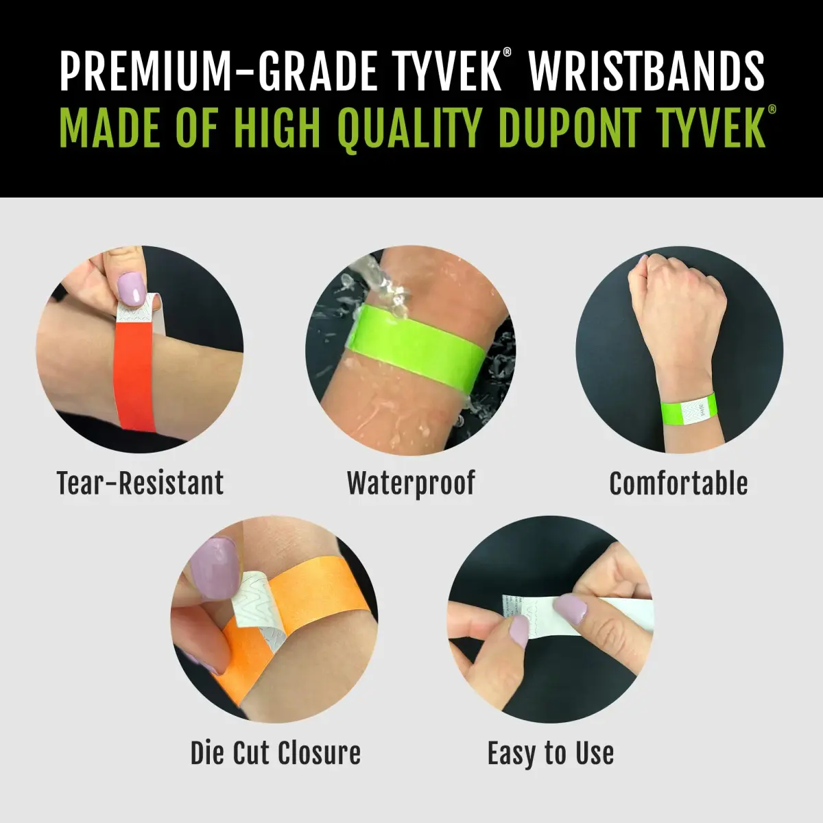 Wristco Gold Tyvek Wristbands 200 Count | Tamper-Proof for Events - view 3