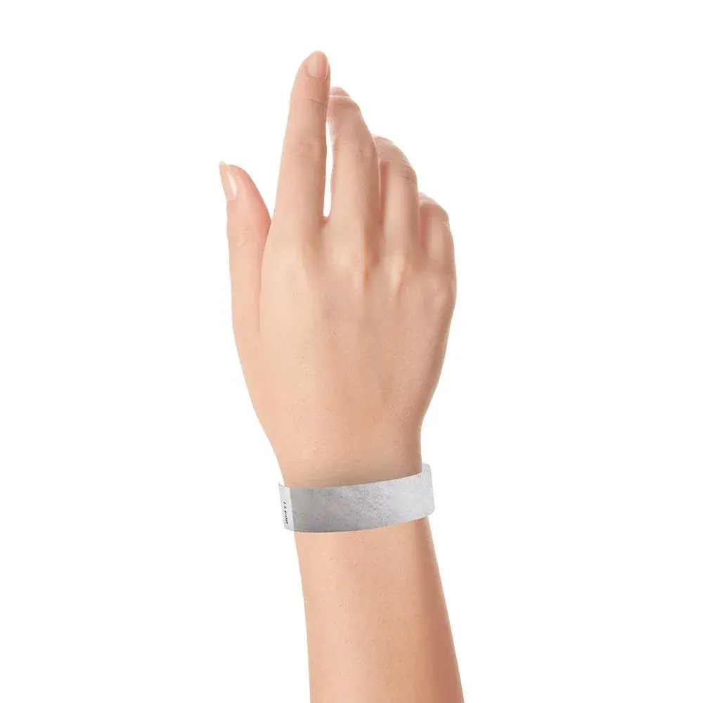 Wristco Metallic Silver Tyvek Wristbands 200 ct. | Tamper-Proof for Events - view 5