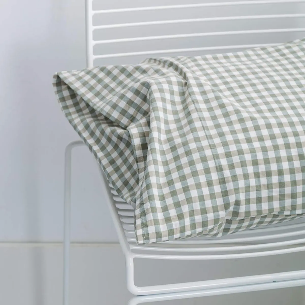 SUSYBAO Green Gingham Duvet Cover King Size | Breathable 100% Washed Cotton for All Seasons - view 5