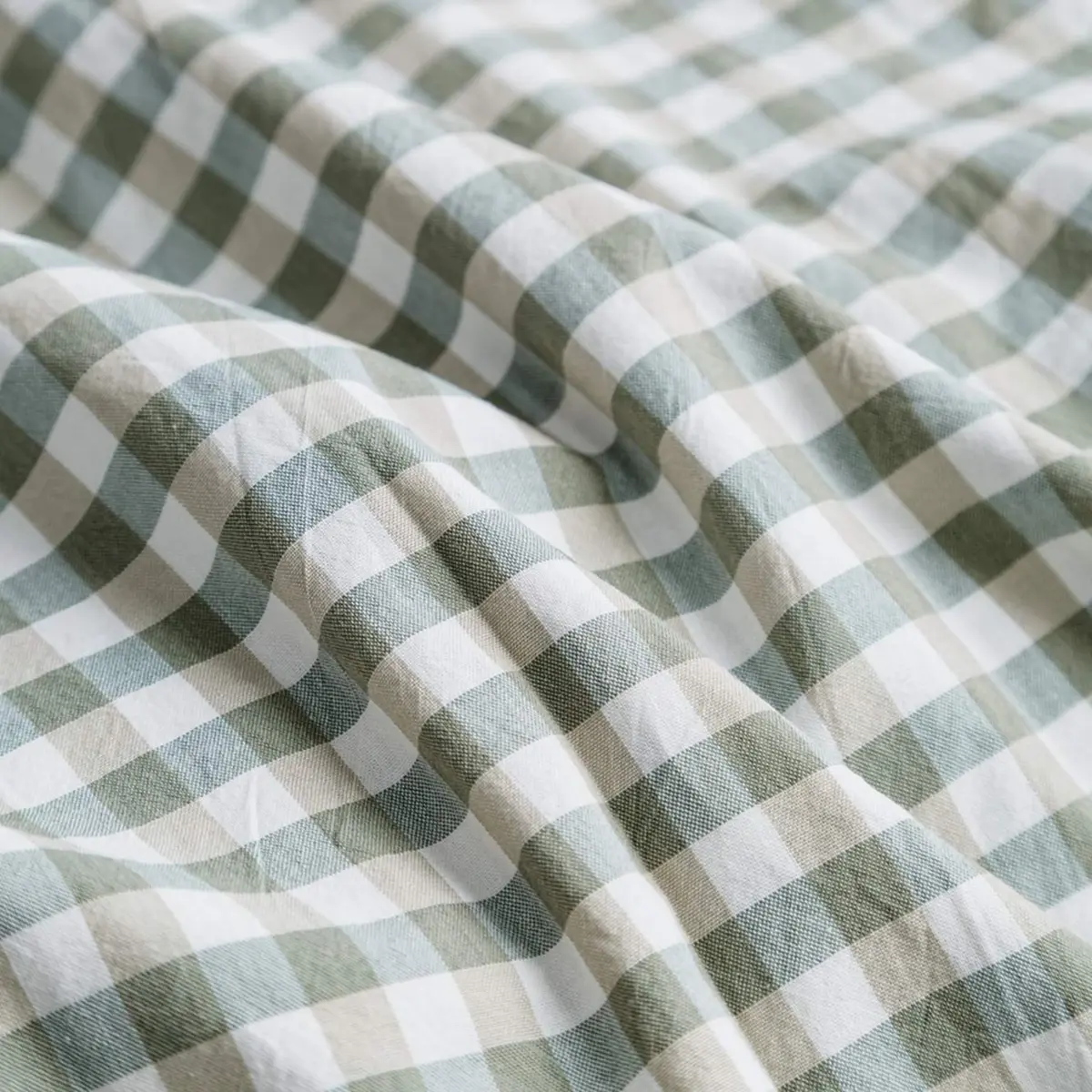 SUSYBAO Green Gingham Duvet Cover King Size | Breathable 100% Washed Cotton for All Seasons - view 7