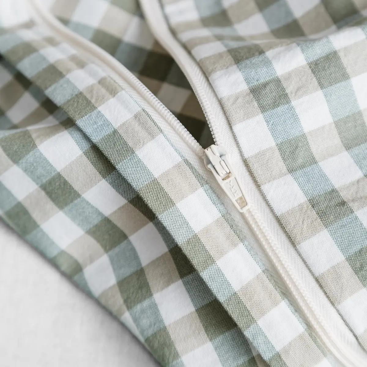 SUSYBAO Green Gingham Duvet Cover King Size | Breathable 100% Washed Cotton for All Seasons - view 3