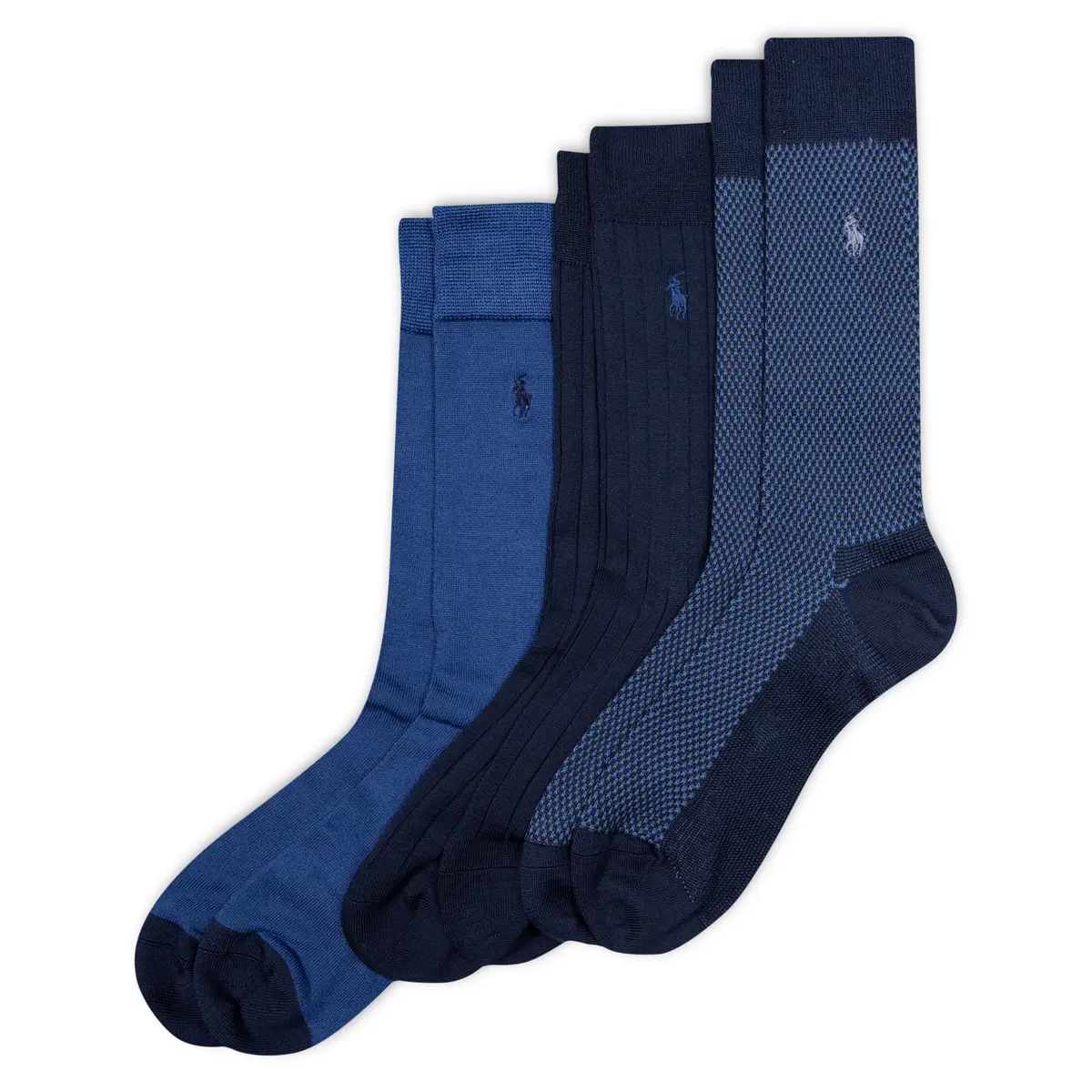 POLO RALPH LAUREN Mens Birdseye Dress Crew Socks 6-12.5 US Navy | Signature Embroidered Pony & Reinforced Toe - main product image