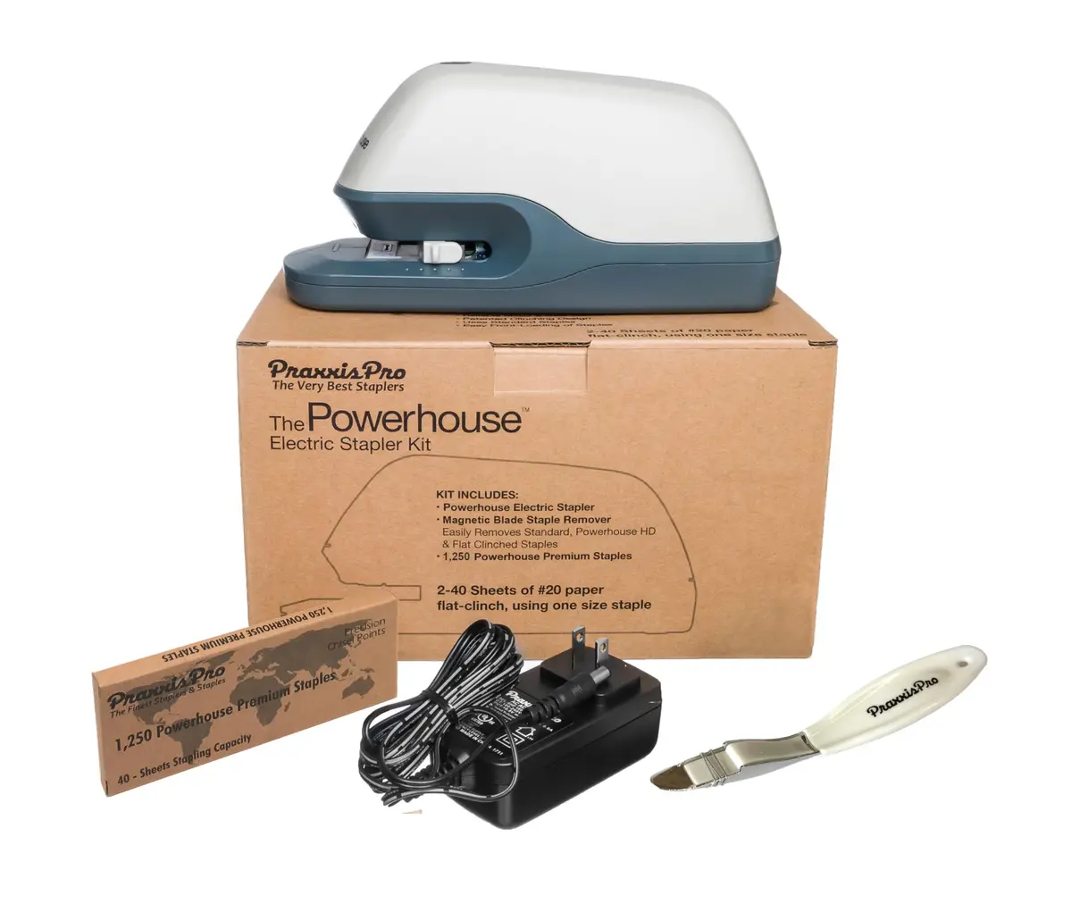 PraxxisPro Powerhouse Electric Stapler 40 Sheet Capacity | Ultra-Quiet Jam-Free Office Stapler - main product image