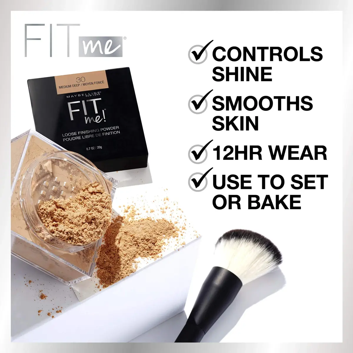 Maybelline Fit Me Loose Setting Powder, Fair, 19.84 g (0.7 Oz) | Shine Control & Smooth Texture - view 3