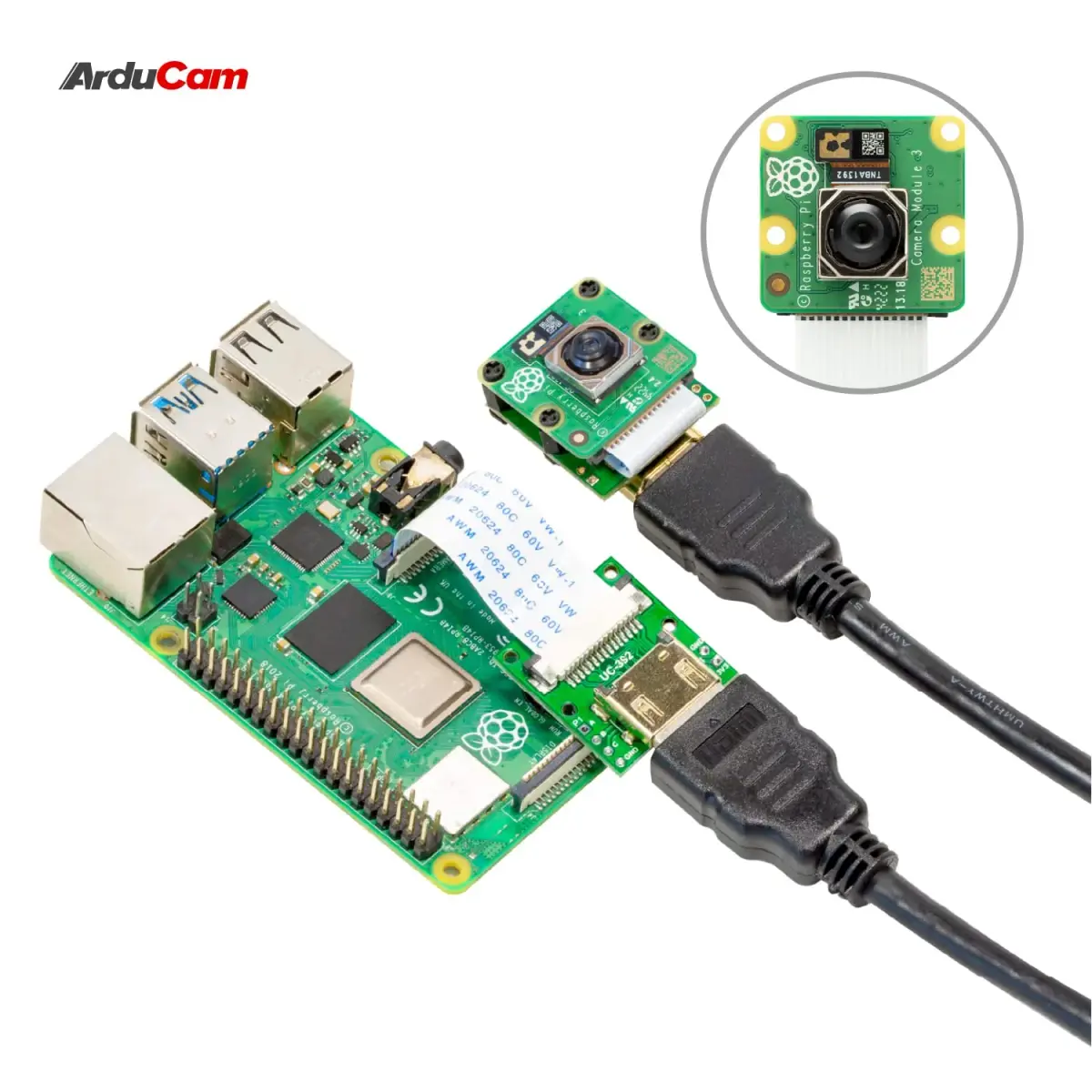 Arducam CSI to HDMI Extension Module with 15pin FPC Cable for Raspberry Pi Camera V3/V1/V2/HQ (Pack of 2, 10m Extension) - view 2