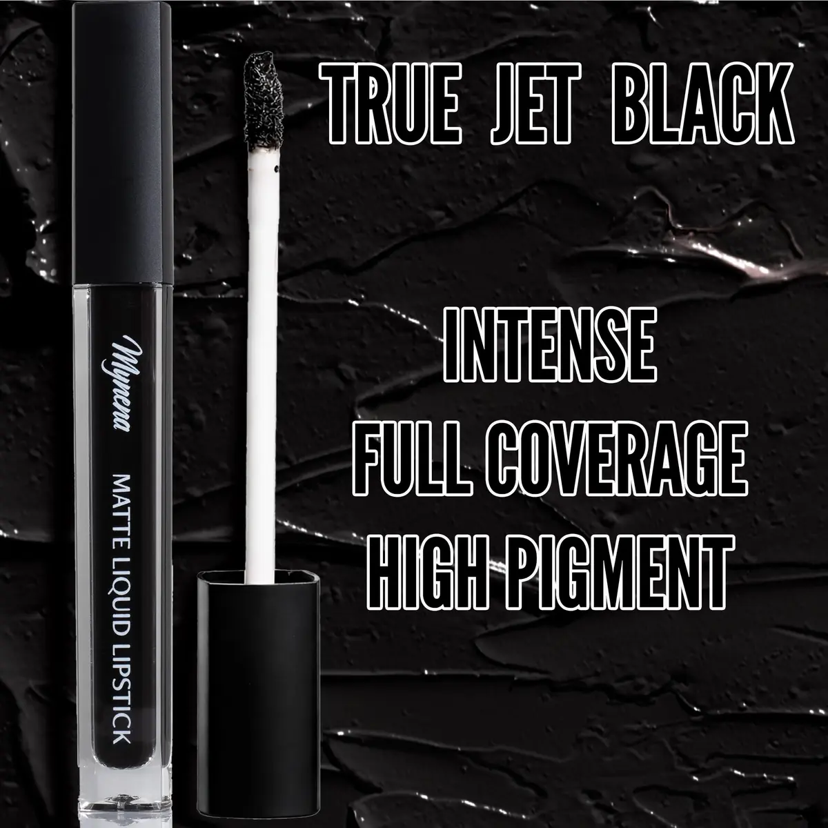 Mynena Jet Black Long Lasting Waterproof Matte Liquid Lipstick - Linda | Vegan, Transfer-Resistant, 0.22 Fl Oz - view 4