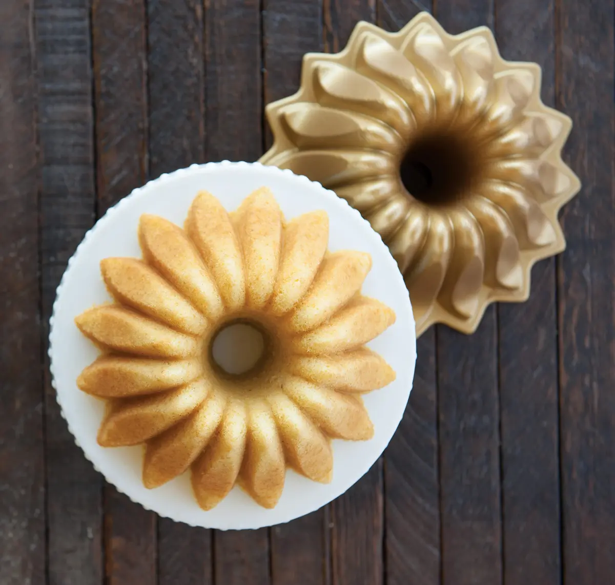 Nordic Ware Lotus Bundt Pan Gold 5 Cup | Intricate Cake Detail & Even Browning - view 3