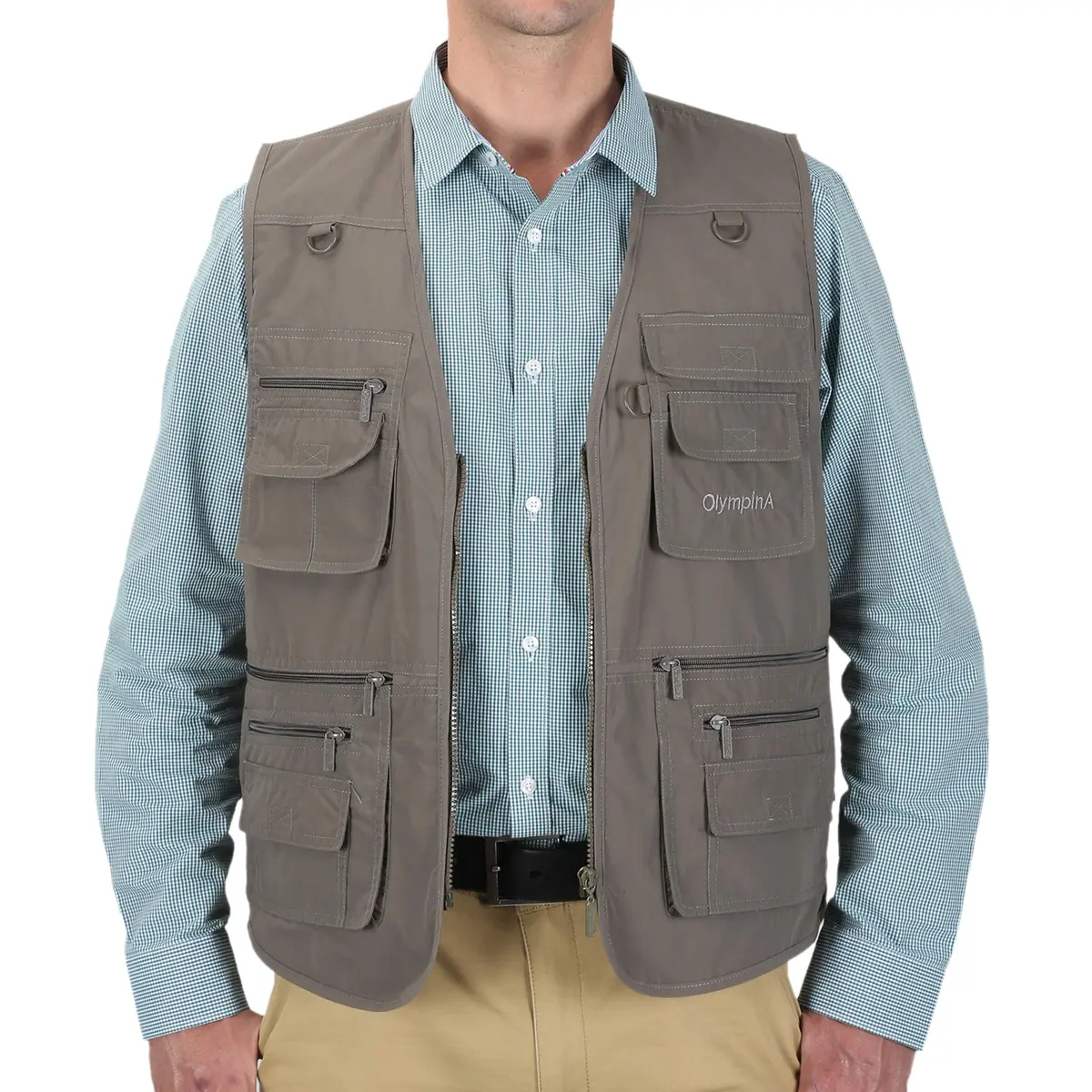 LUSI MADAM Men's Poplin Outdoors Travel Sports Multi-Pockets Work Fishing Vest 3X-Large Coffee | Utility & Comfort - view 2