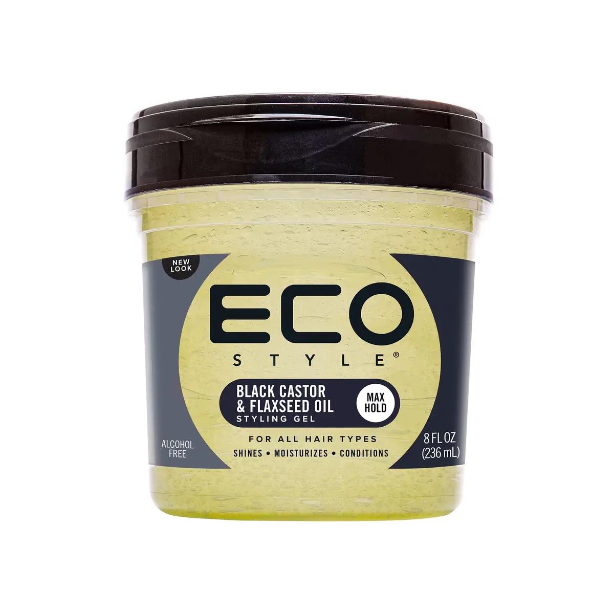 Eco Style Black Castor and Flaxseed Oil Styling Gel 236ml (8 oz) | Nourishes Hair & Promotes Healthy Scalp - main product image