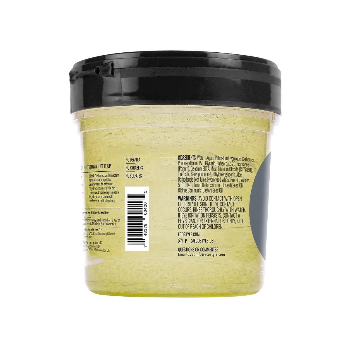 Eco Style Black Castor and Flaxseed Oil Styling Gel 236ml (8 oz) | Nourishes Hair & Promotes Healthy Scalp - view 2