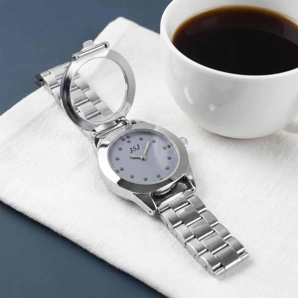 VISIONU Tactile Braille Watch for Men, 38mm Case with Silver Metal Band | Analog Display - view 6