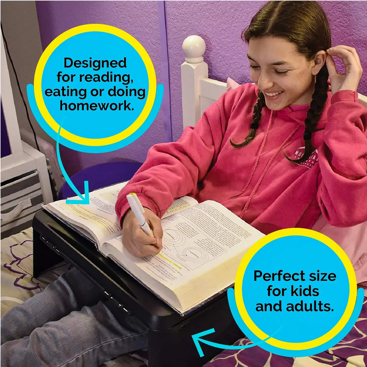 Keskov Folding Black Lap Desk with Storage 17x11 | Portable Kids & School Desk - view 2