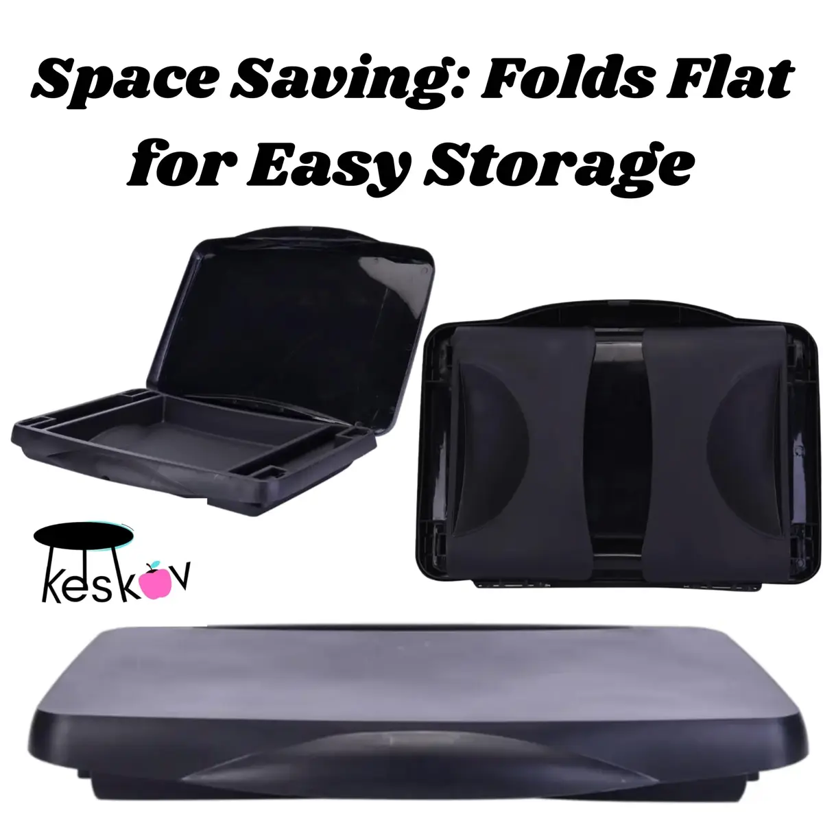 Keskov Folding Black Lap Desk with Storage 17x11 | Portable Kids & School Desk - view 4