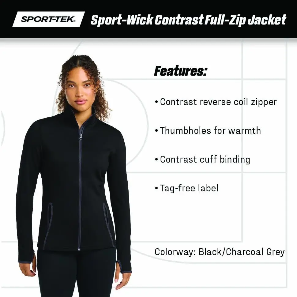 SPORT-TEK Women's Sport-Wick Stretch Contrast Full Zip Jacket | Moisture-Wicking, Lightweight, Durable (70-120 chars) - view 7