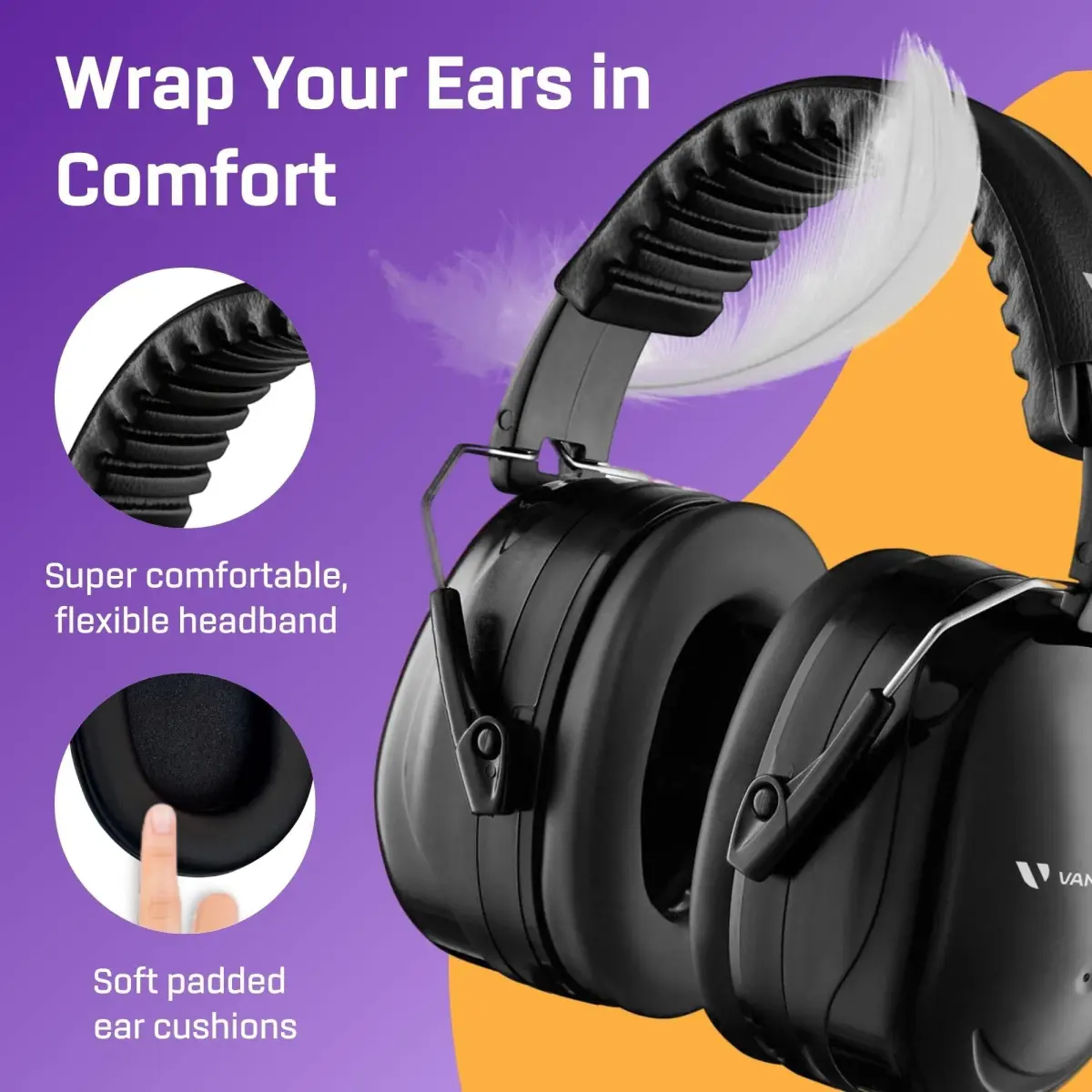 Vanderfields Noise Reduction Earmuffs 33 dB NRR | ANSI CE Certified Sound Blocking Headphones for Adults & Teens - view 4