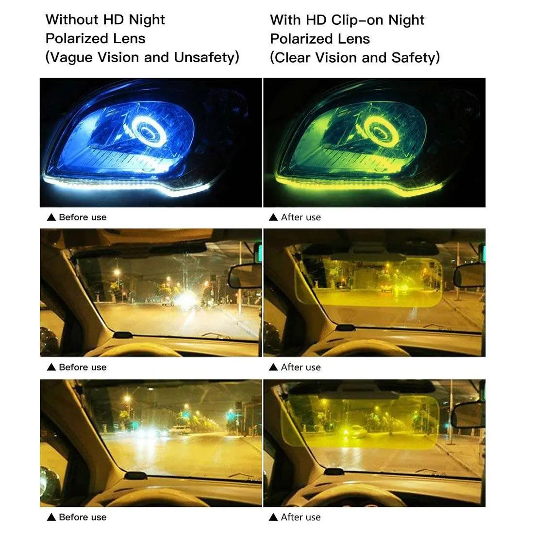 CAXMAN HD Night Vision Polarized Clip-on Flip Up Sunglasses 59x42mm | Lightweight Night Driving Yellow Lens - view 5
