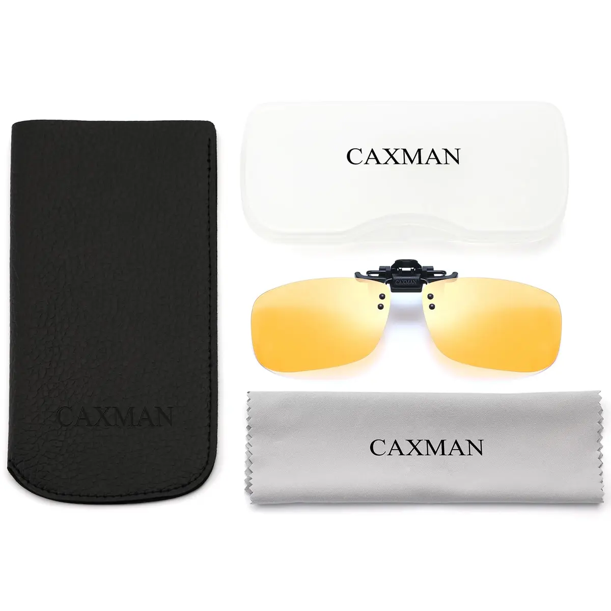 CAXMAN HD Night Vision Polarized Clip-on Flip Up Sunglasses 59x42mm | Lightweight Night Driving Yellow Lens - view 6