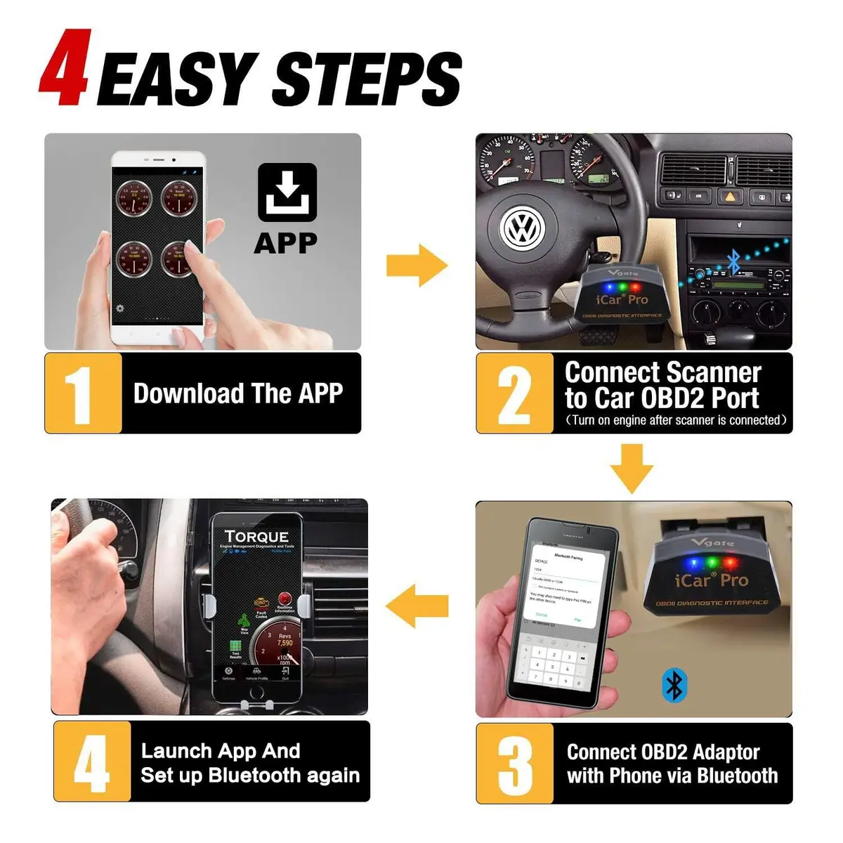 Vgate iCar Pro Bluetooth 4.0 OBD2 Scanner | Works with iOS/Android & PC - view 5