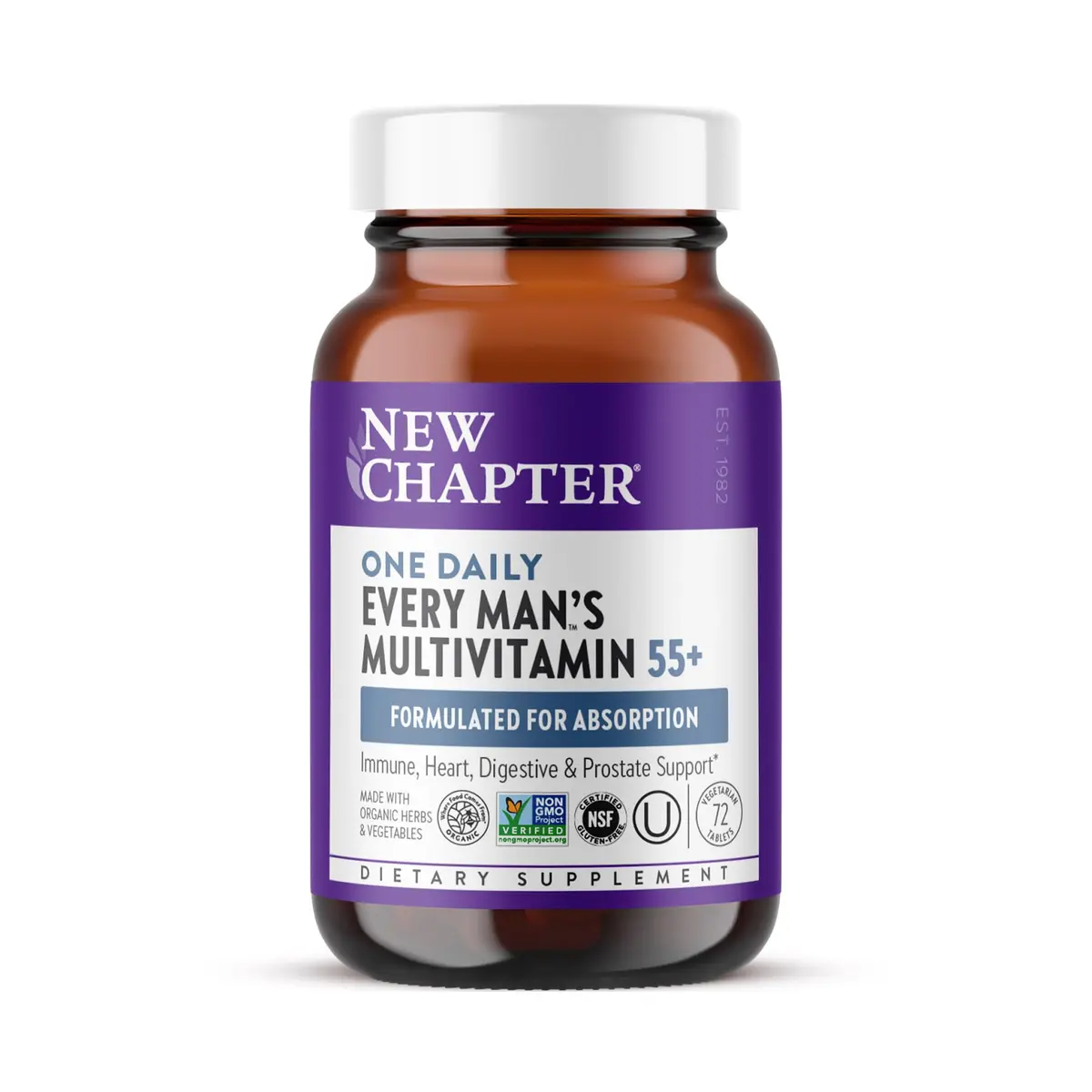 New Chapter Every Man's One Daily 55+ Multivitamin 72 Tablets | Supports Immune & Energy - main product image