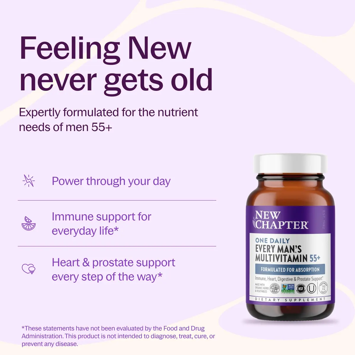 New Chapter Every Man's One Daily 55+ Multivitamin 72 Tablets | Supports Immune & Energy - view 2