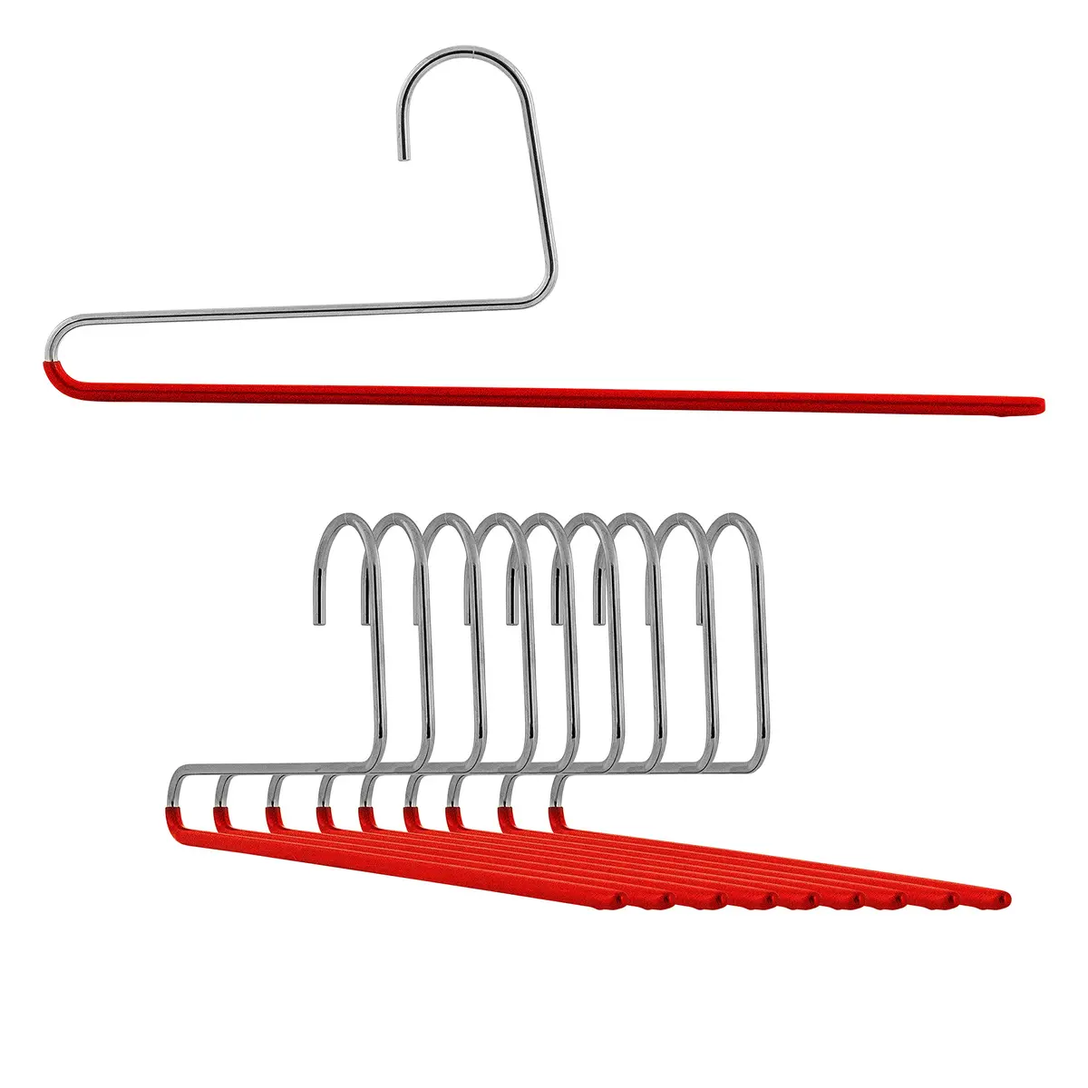 MAWA Reverse Hook Trouser Hanger Set of 10 | Space-Saving, Non-Slip, German Steel - main product image