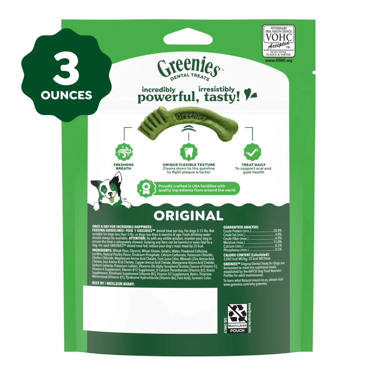 Greenies Teenie Original Natural Dental Dog Treats, Chicken, 11 Count (3 oz / 85 g) | Vet-Recommended Oral Care for Small Dogs - view 9