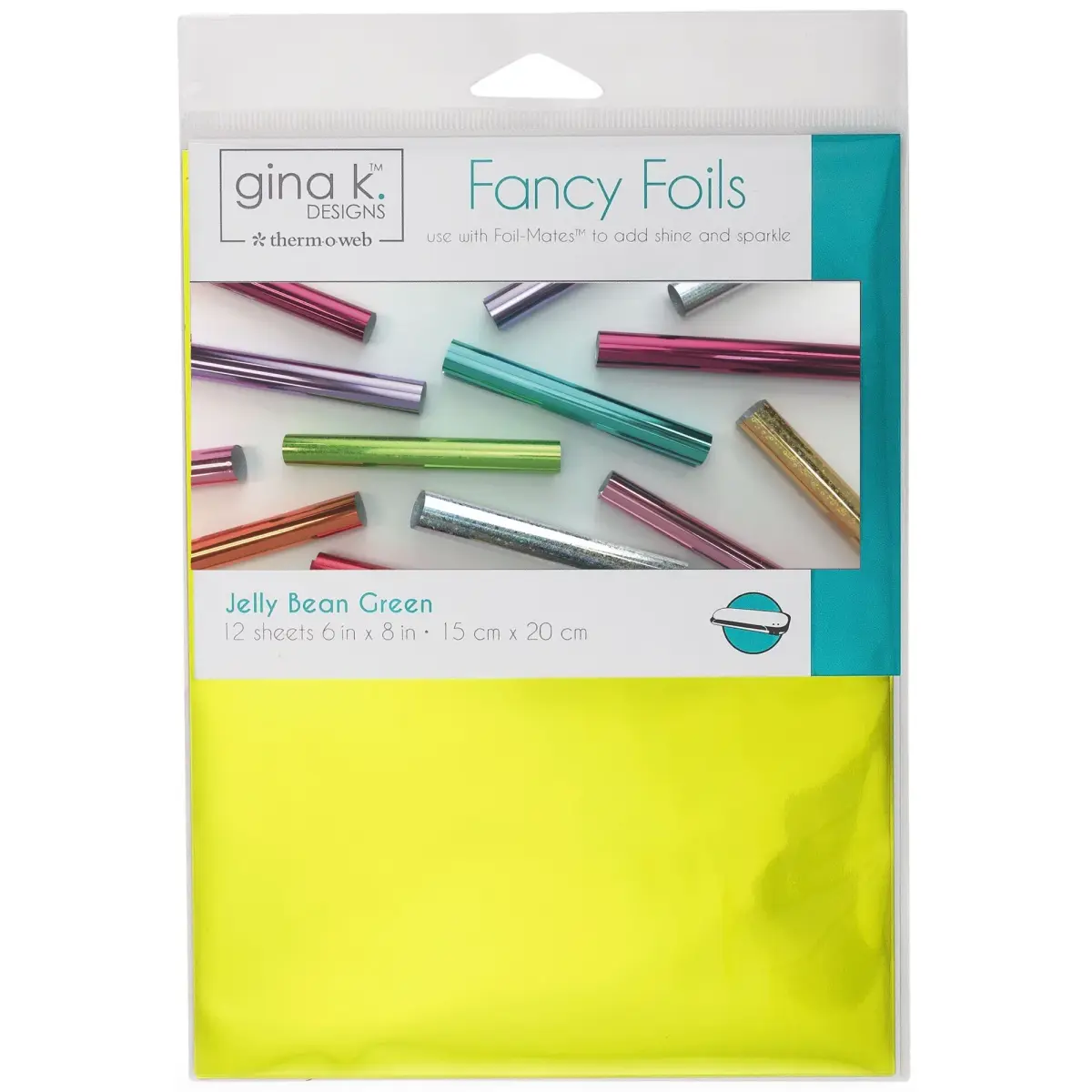 Gina K Designs Fancy Foils 6" x 8" Jelly Bean Green 12 Count | USA Imported Craft Foil - main product image