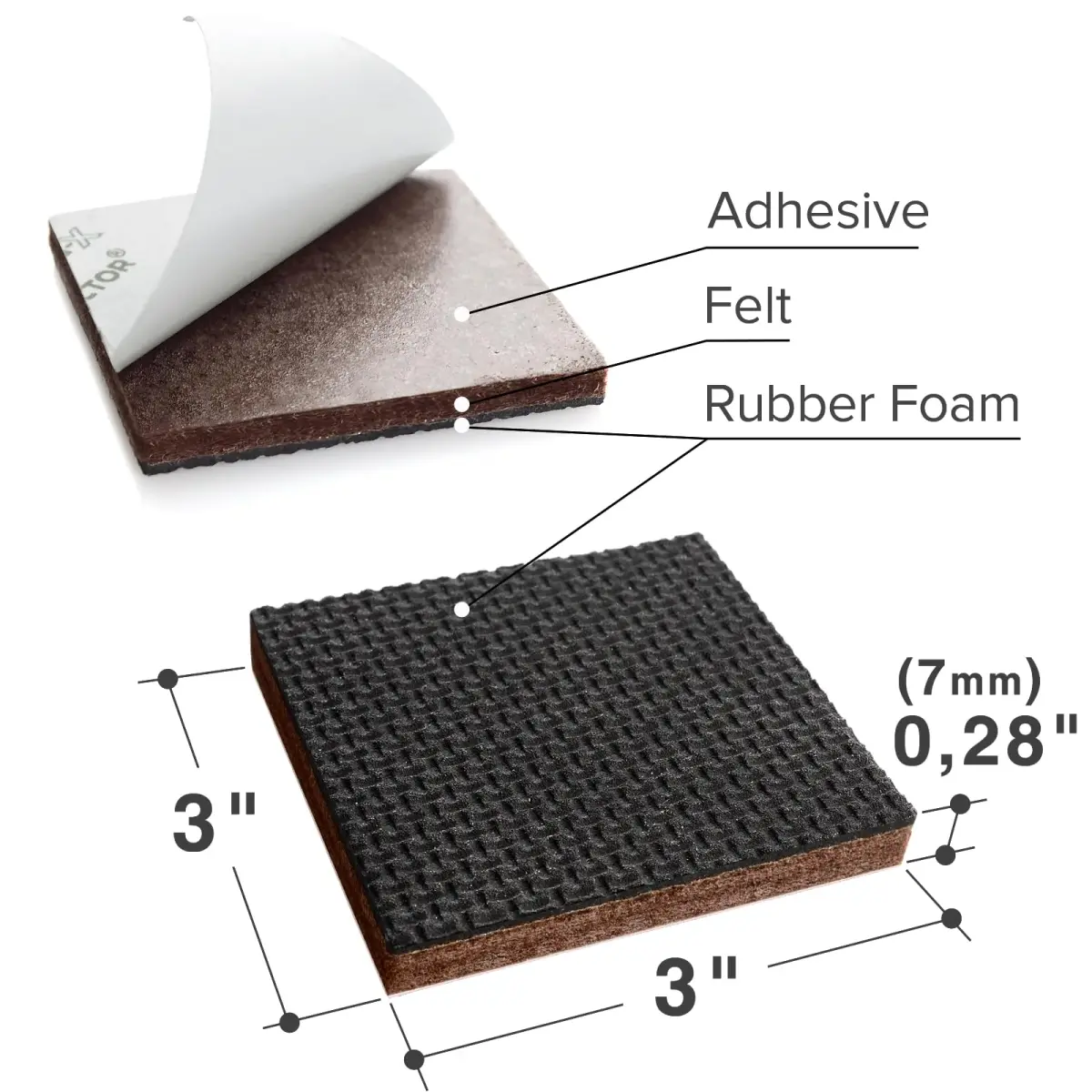 X-Protector Non Slip Furniture Pads – 12 Premium Grippers 7.6cm (3") | Protects Floors from Scratches & Sliding - view 3