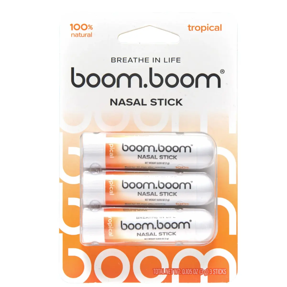 BoomBoom Tropical Nasal Inhaler Stick 3-Pack | Vapor Flow Technology for Clear Breathing - main product image