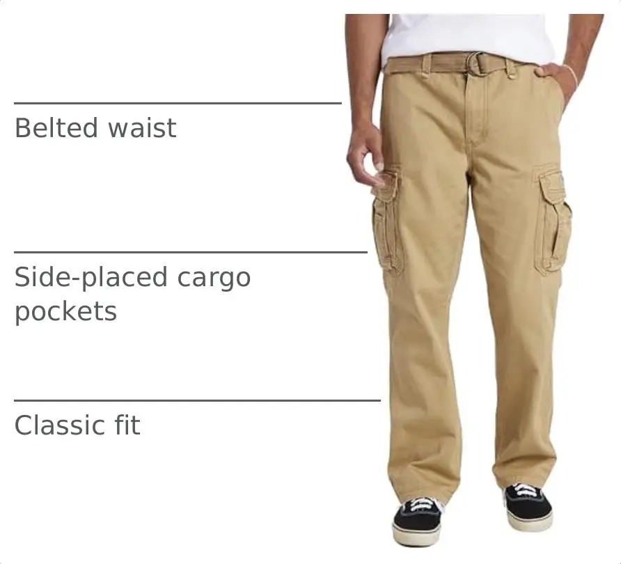 UNIONBAY Cargo Pants for Men - Relaxed Fit, Mid Rise, 48W x 32L, Rye | Casual Military Style - view 3