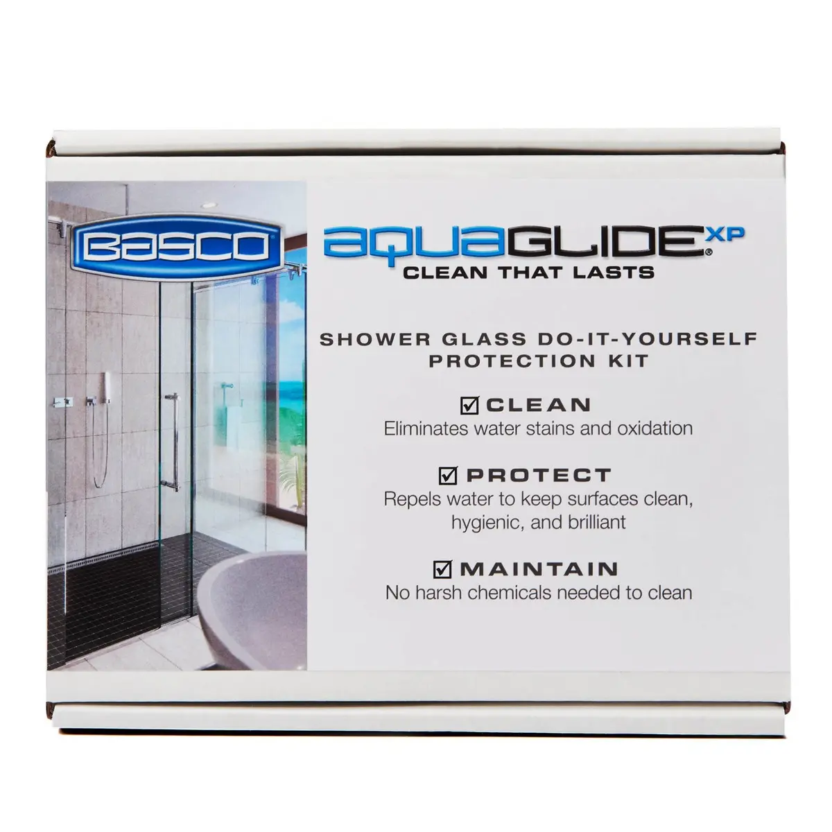 Basco AquaGlideXP Shower Door Glass Water Repellent Kit | Glass Protection, Easy Maintenance, 150-200 sq ft - main product image