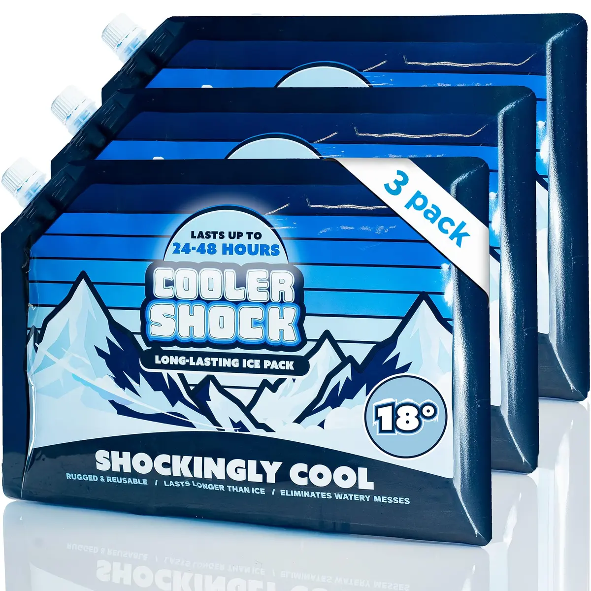 Cooler Shock Reusable Ice Packs 14"x10" | Long Lasting Freezer Packs for Camping & Fishing - main product image