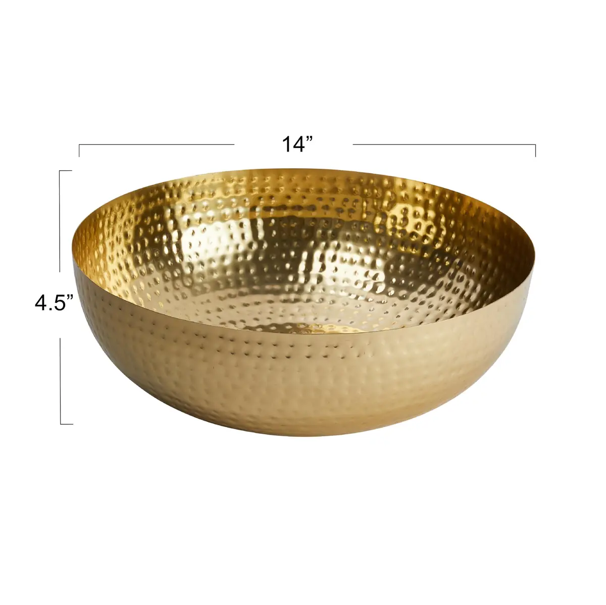 Creative Co-Op Hammered Metal Bowl, Gold Finish, 35.5cm (14 inch) | Decorative Home Accent - view 2