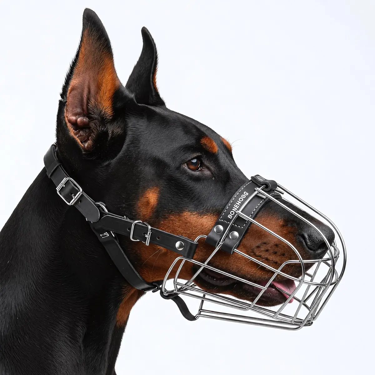 BRONZEDOG Wire Basket Dog Muzzle for Large Dogs | Adjustable Leather & Steel Snout Fit - main product image