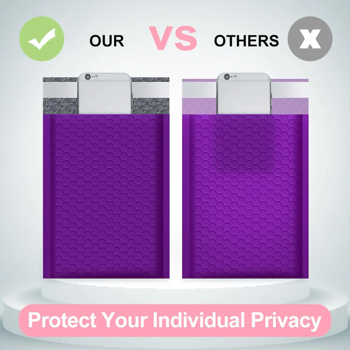 UCGOU Purple Bubble Mailers 50 Pack 10.16cm x 20.32cm (4"x8") | Opaque, Self-Seal, Padded Envelopes for Secure Shipping - view 6