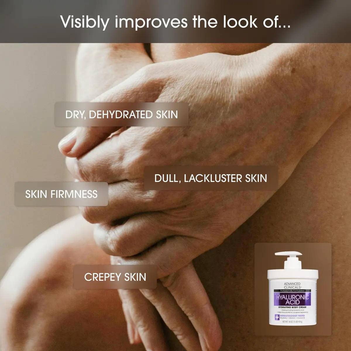 Advanced Clinicals Hyaluronic Acid Body Cream 473ml (16oz) | Hydrates & Plumps Dry Skin - view 6