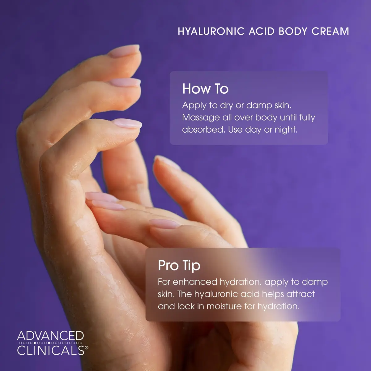 Advanced Clinicals Hyaluronic Acid Body Cream 473ml (16oz) | Hydrates & Plumps Dry Skin - view 7