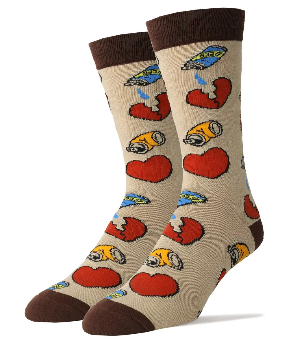 ooohyeah Men's Funny Novelty Cotton Crew Socks, Drunk N Love | Silly Saying Socks for Men (10-13 US Size) - main product image