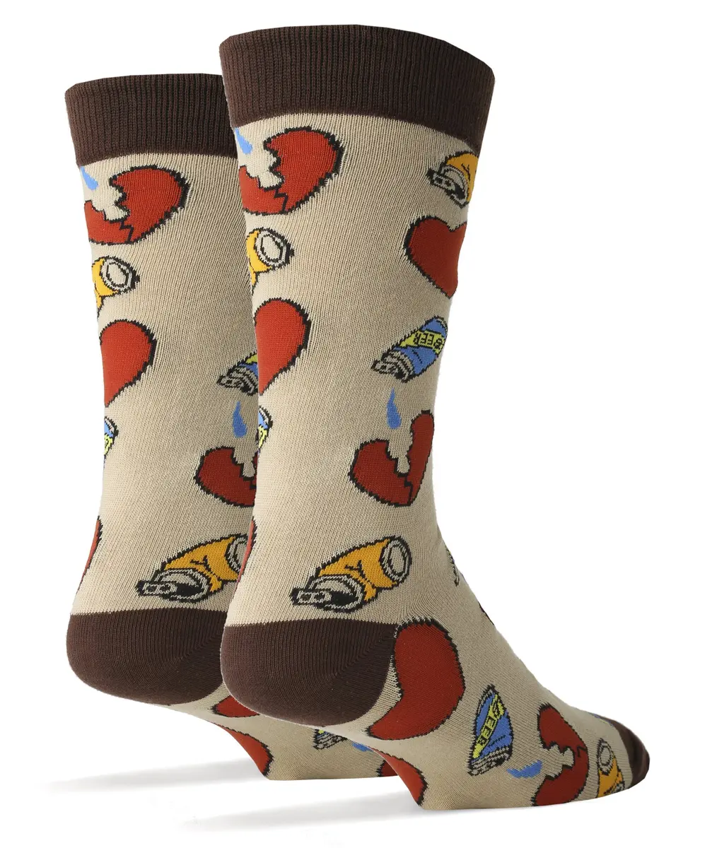 ooohyeah Men's Funny Novelty Cotton Crew Socks, Drunk N Love | Silly Saying Socks for Men (10-13 US Size) - view 2