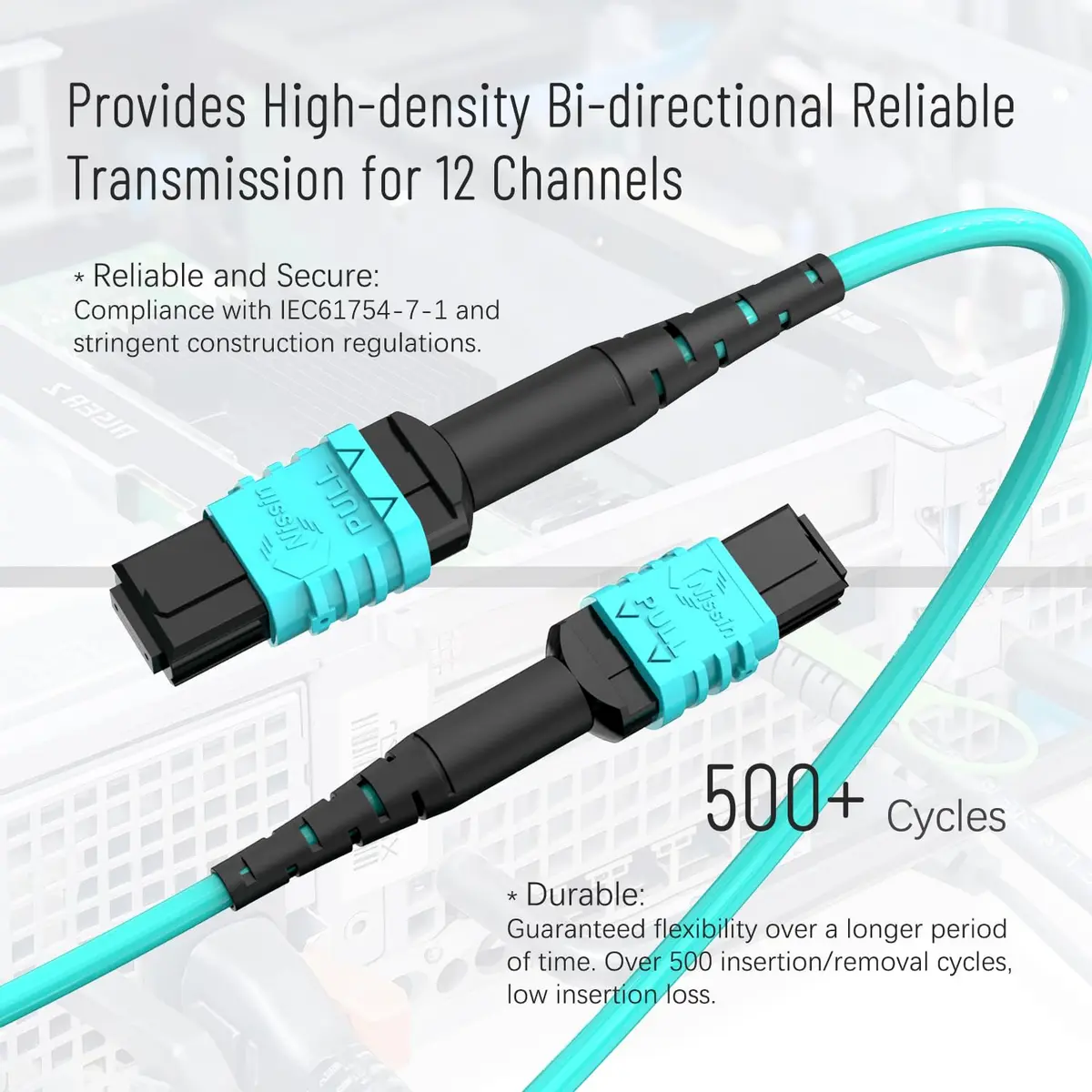Karono 10 ft MPO/MTP to MPO Fiber Patch Cable OM3 LSZH | High-Speed 8F Multi-mode - view 3
