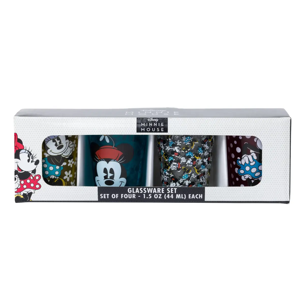 Silver Buffalo Disney Vintage Minnie Mouse Mini Glass Set 4 Count (1.5oz Each) | Officially Licensed Collectible Shot Glasses - view 7