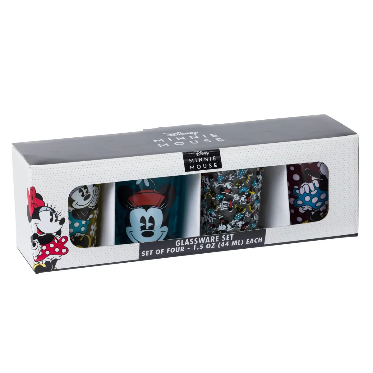 Silver Buffalo Disney Vintage Minnie Mouse Mini Glass Set 4 Count (1.5oz Each) | Officially Licensed Collectible Shot Glasses - view 9
