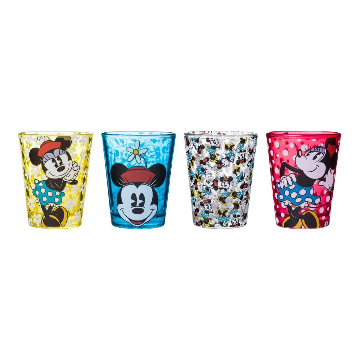 Silver Buffalo Disney Vintage Minnie Mouse Mini Glass Set 4 Count (1.5oz Each) | Officially Licensed Collectible Shot Glasses - view 2