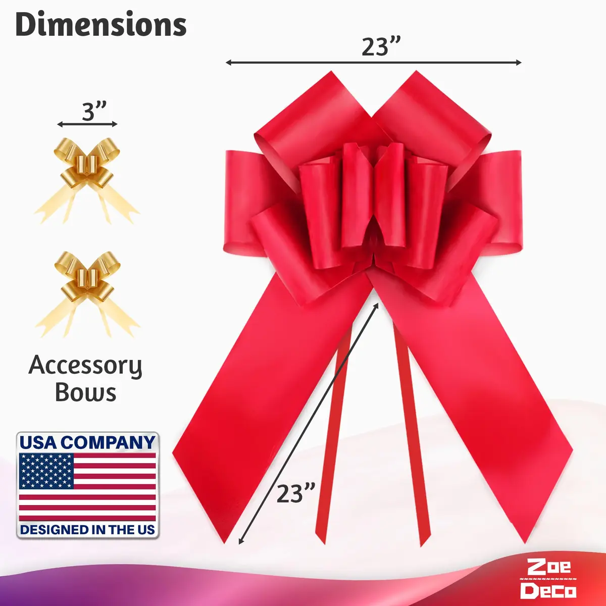 Zoe Deco Big Car Bow 23 Inch (58.42 cm) Red Giant Bow | Easy Assembly for Gifts & Cars - view 3