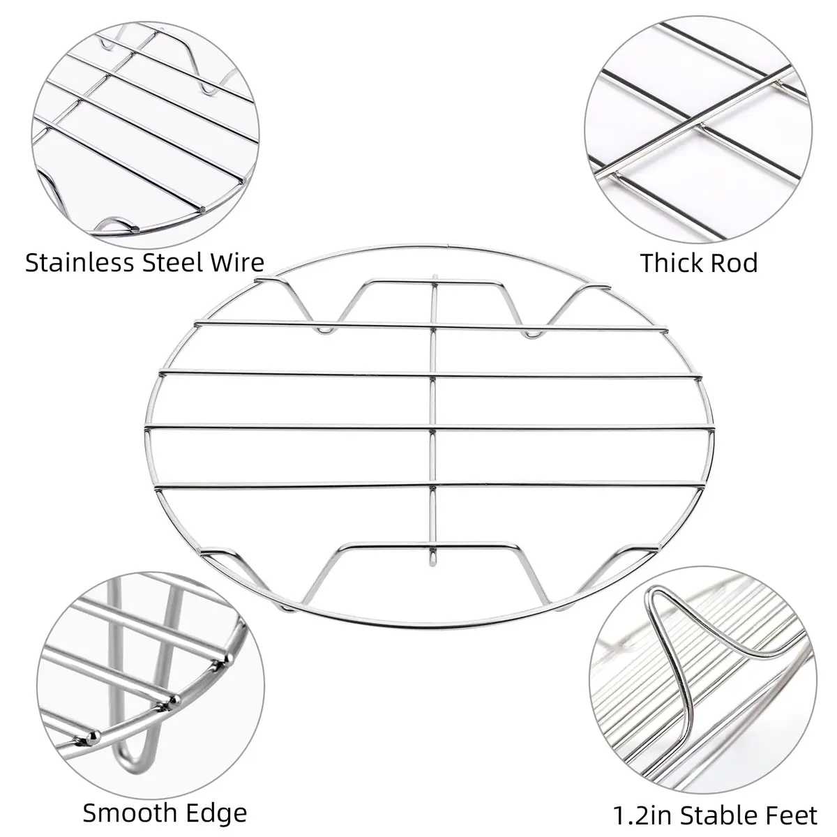 TamBee 2Pcs Stainless Steel Cooling Racks 7 & 8 Inch | Versatile Baking & Steaming - view 8