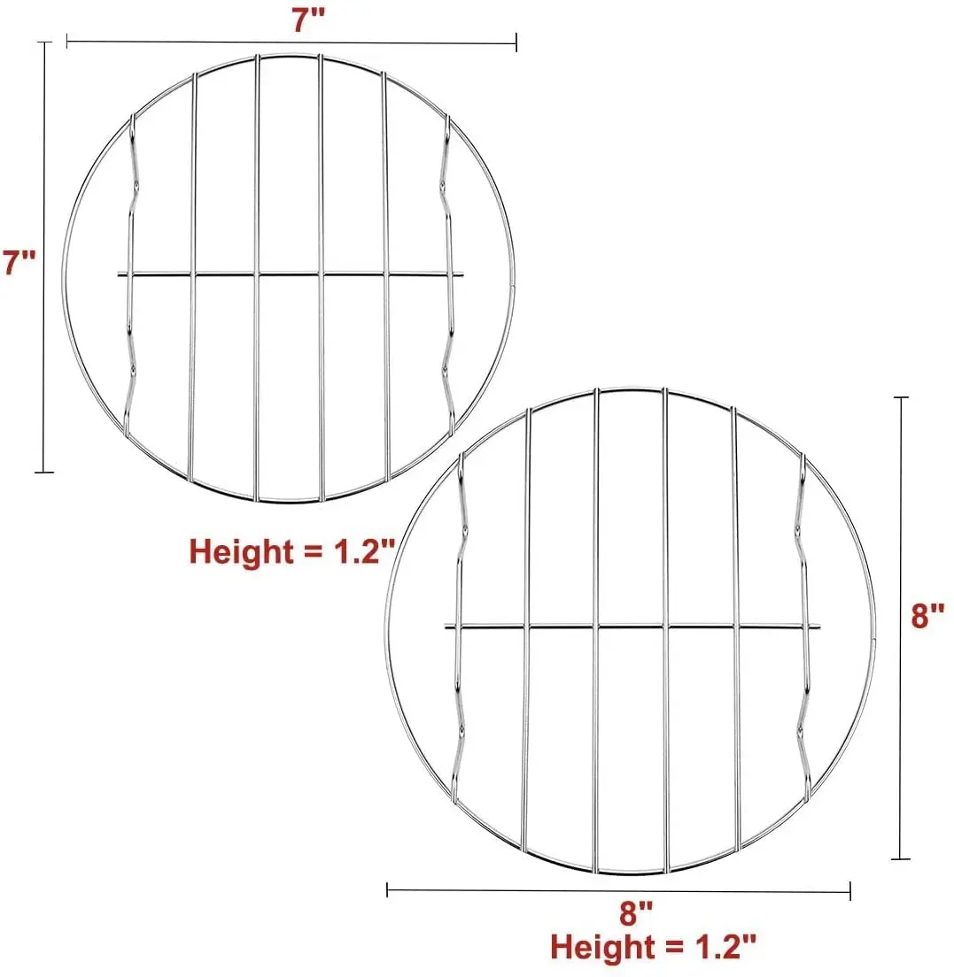 TamBee 2Pcs Stainless Steel Cooling Racks 7 & 8 Inch | Versatile Baking & Steaming - view 3