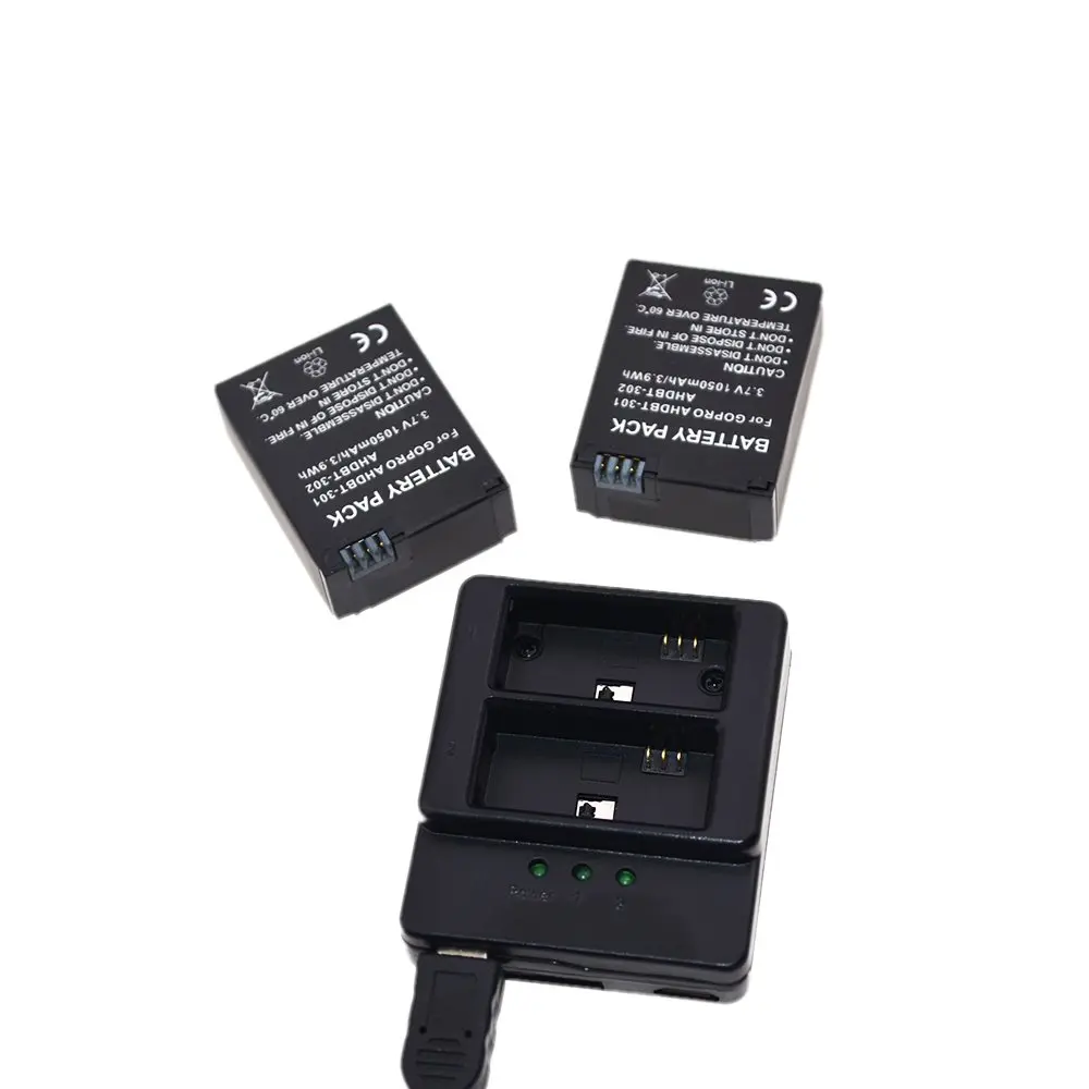 Suptig Dual Battery Charger and 2x 1050mAh Batteries for GoPro Hero 3 & 3+ | 3.7V Li-ion - view 4