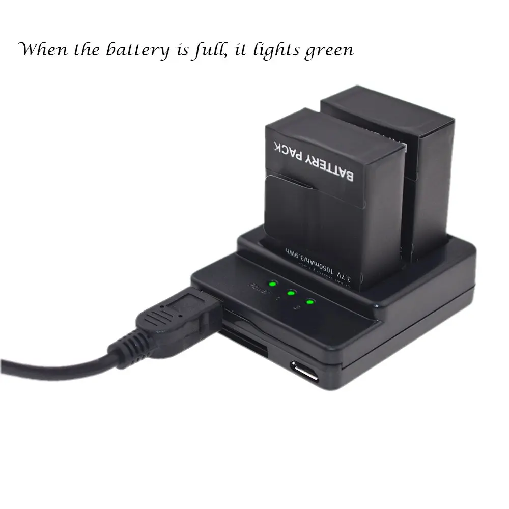 Suptig Dual Battery Charger and 2x 1050mAh Batteries for GoPro Hero 3 & 3+ | 3.7V Li-ion - view 2