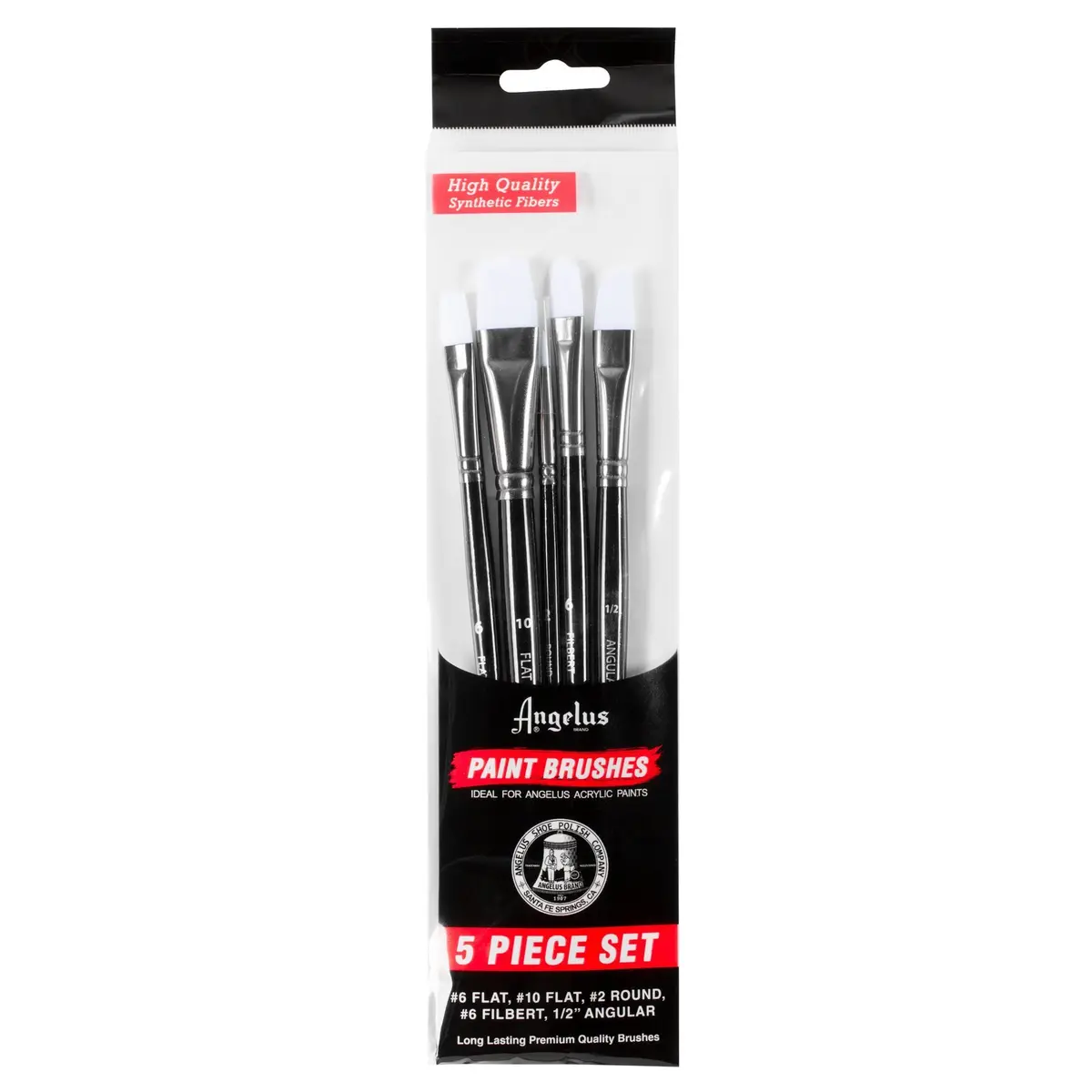 Angelus Paint Brush Set, 5 Piece | Synthetic Fibers for Smooth Strokes in India - main product image