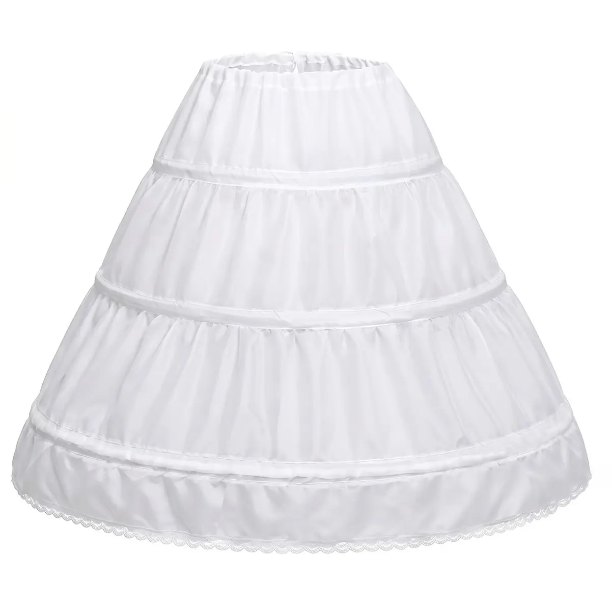 ABaoWedding Girls Petticoat 6-7y White | Adjustable Hoop Skirt for Formal & Party Wear - main product image